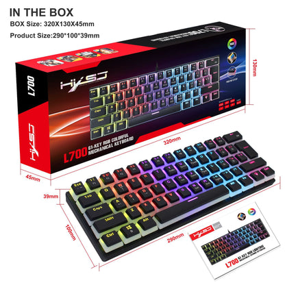HXSJ 61-Key Wired Mechanical Keyboard Pudding Keycap