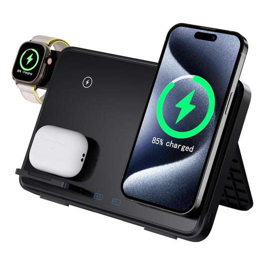 3-in-1 Wireless Charger 15W for iPhone & Samsung