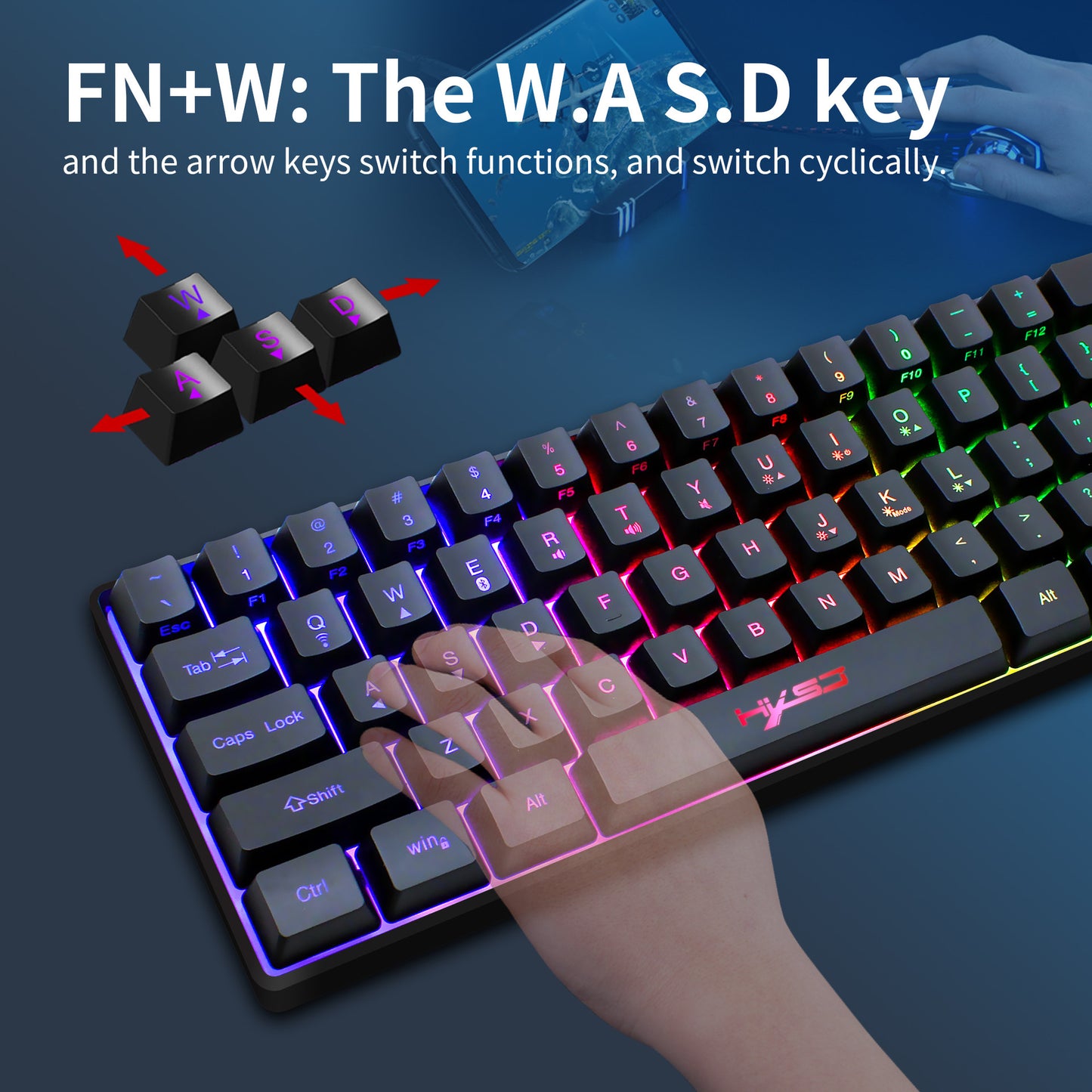 61-Key Bluetooth 2.4G Wireless RGB Mini Keyboard