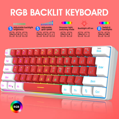 61-Key Mini RGB Compact Dual Color Film Keyboard