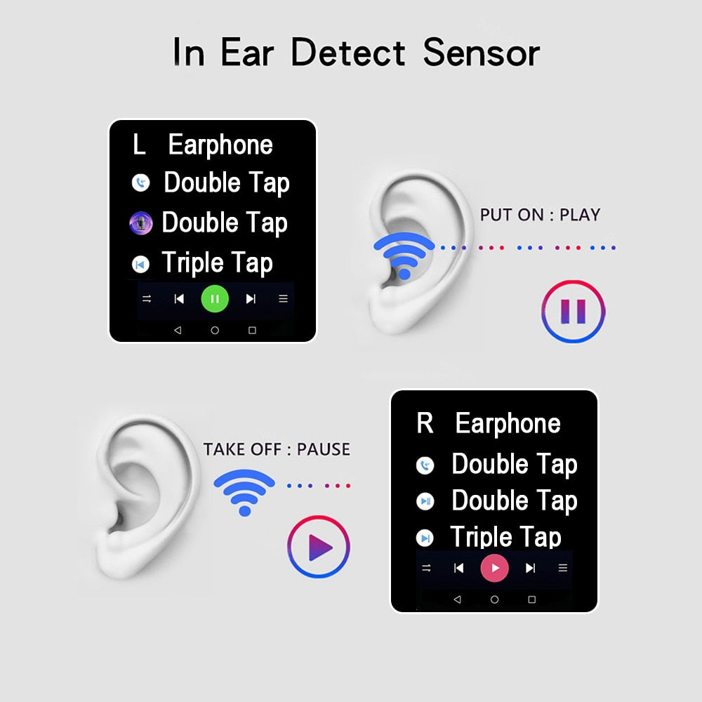 i90000 Pro TWS Wireless Earbuds 8D Bass BT 5.0