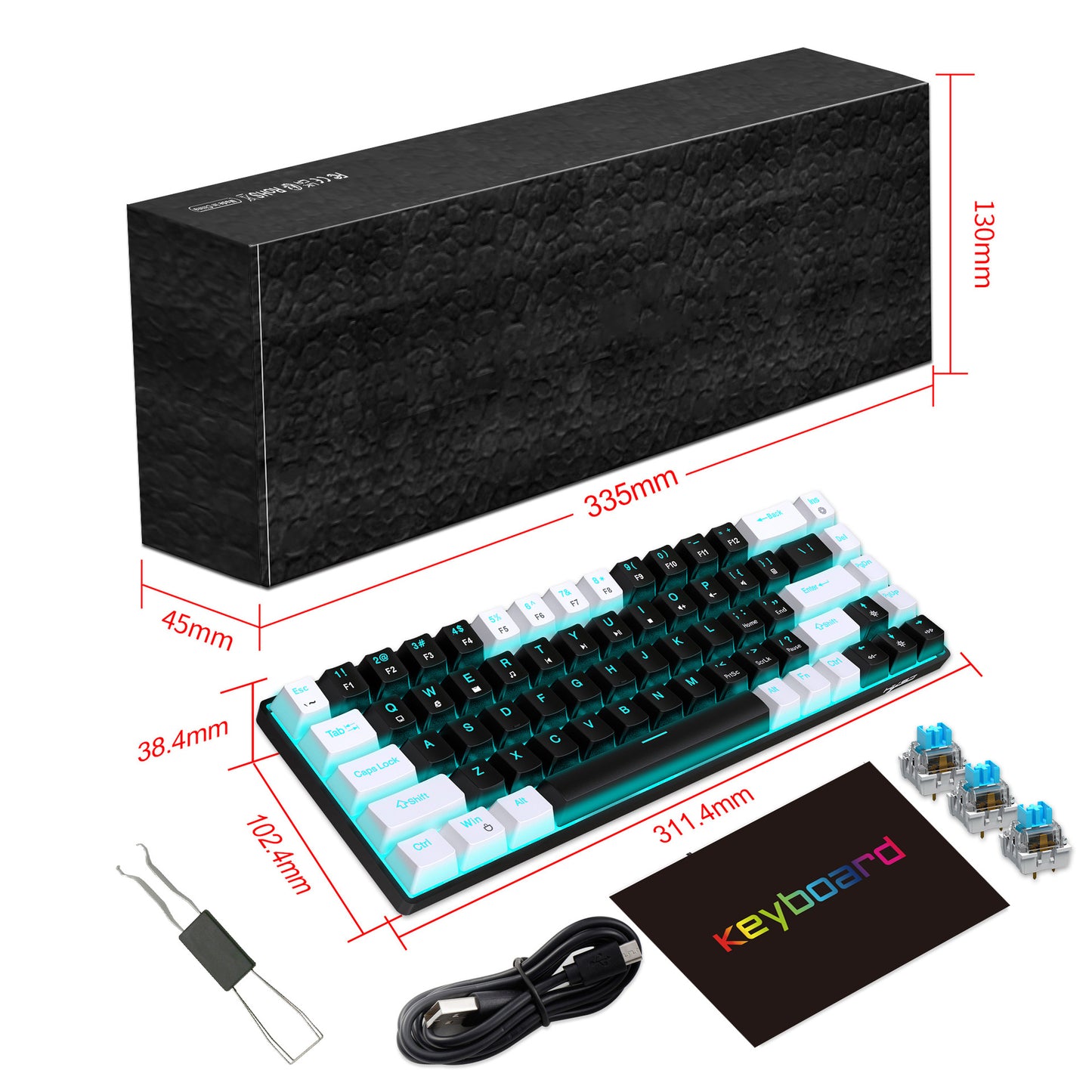 60% RGB Mechanical Keyboard Custom Keycaps Mini