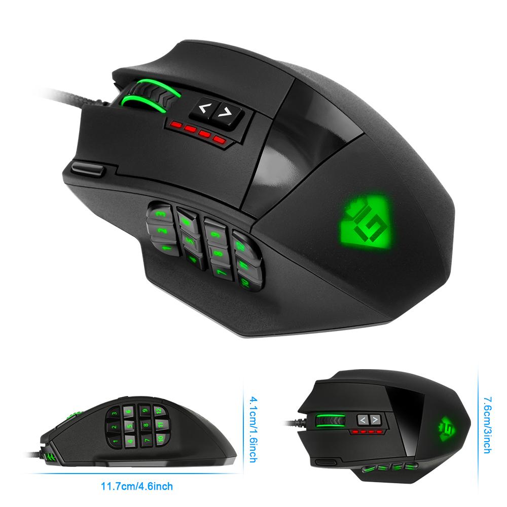 Rocketek USB Gaming Mouse 16400DPI 19 Buttons RGB
