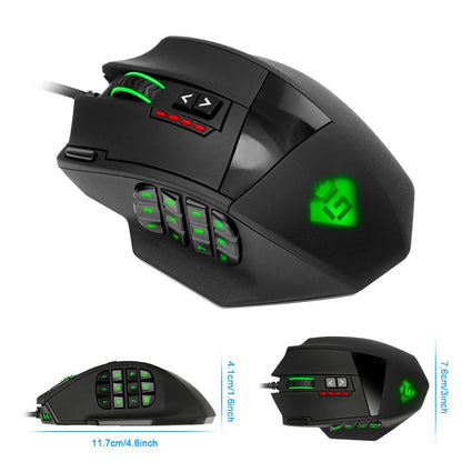 Rocketek USB Gaming Mouse 16400DPI 19 Buttons RGB