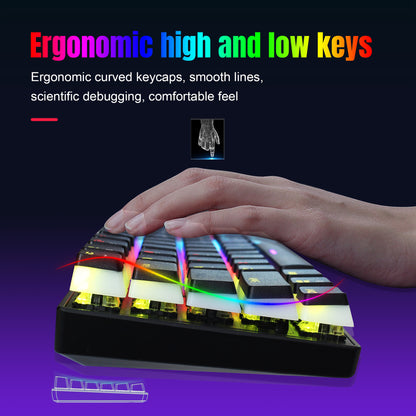 HXSJ 61-Key Wired Mechanical Keyboard Pudding Keycap