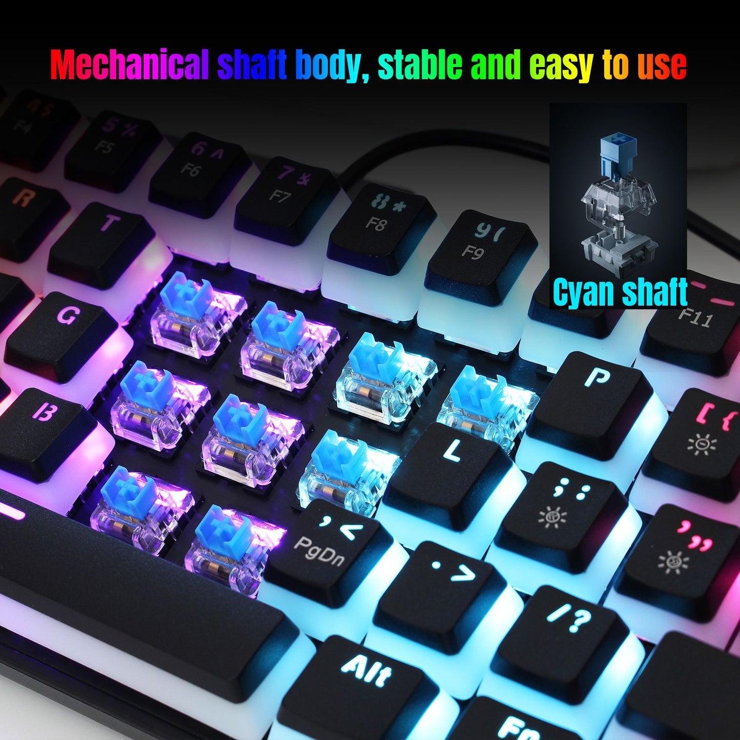 HXSJ 61-Key Wired Mechanical Keyboard Pudding Keycap