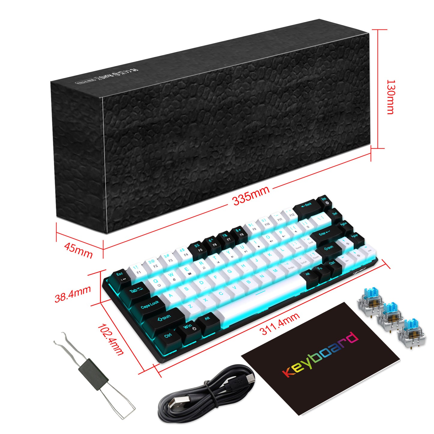 60% RGB Mechanical Keyboard Custom Keycaps Mini