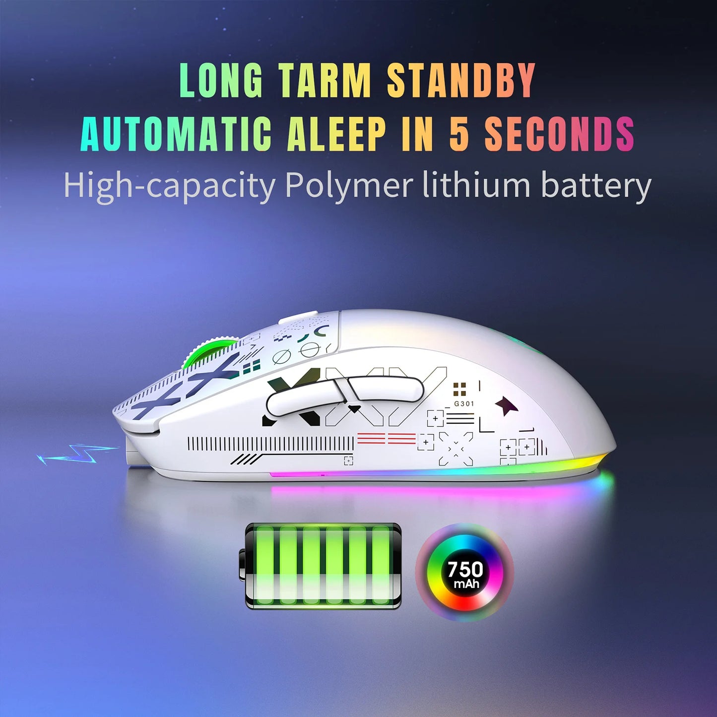HXSJ T90 2.4G Wireless RGB Gaming Mouse 3600DPI