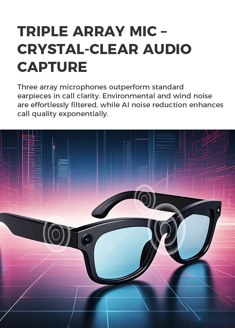 Bluetooth AI Smart Glasses with Camera & Translation