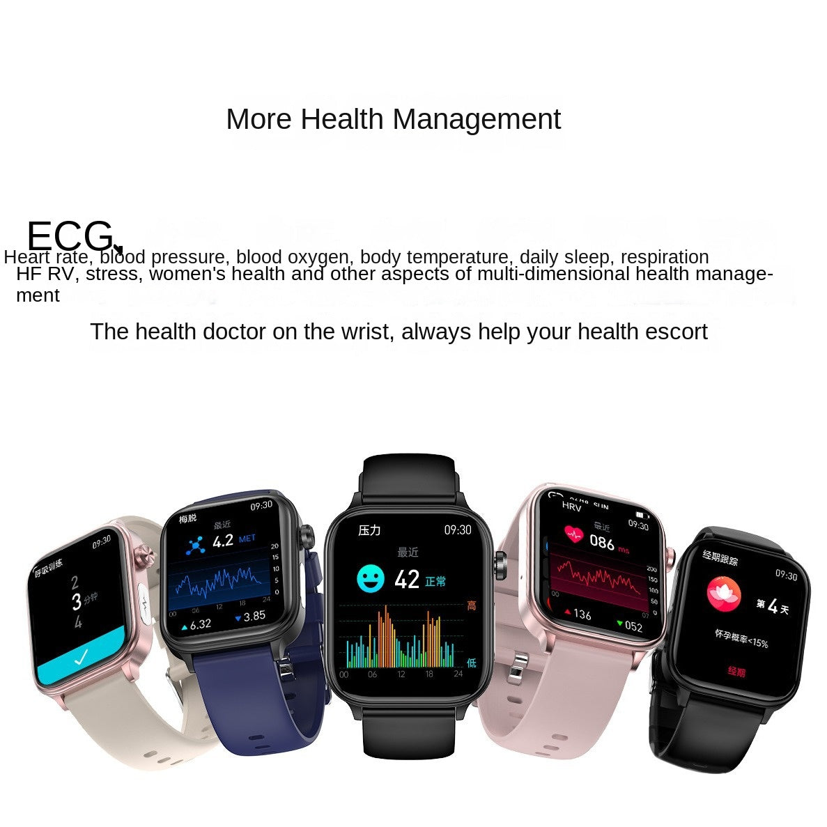ET570 Smart Watch ECG Blood Glucose & Oxygen