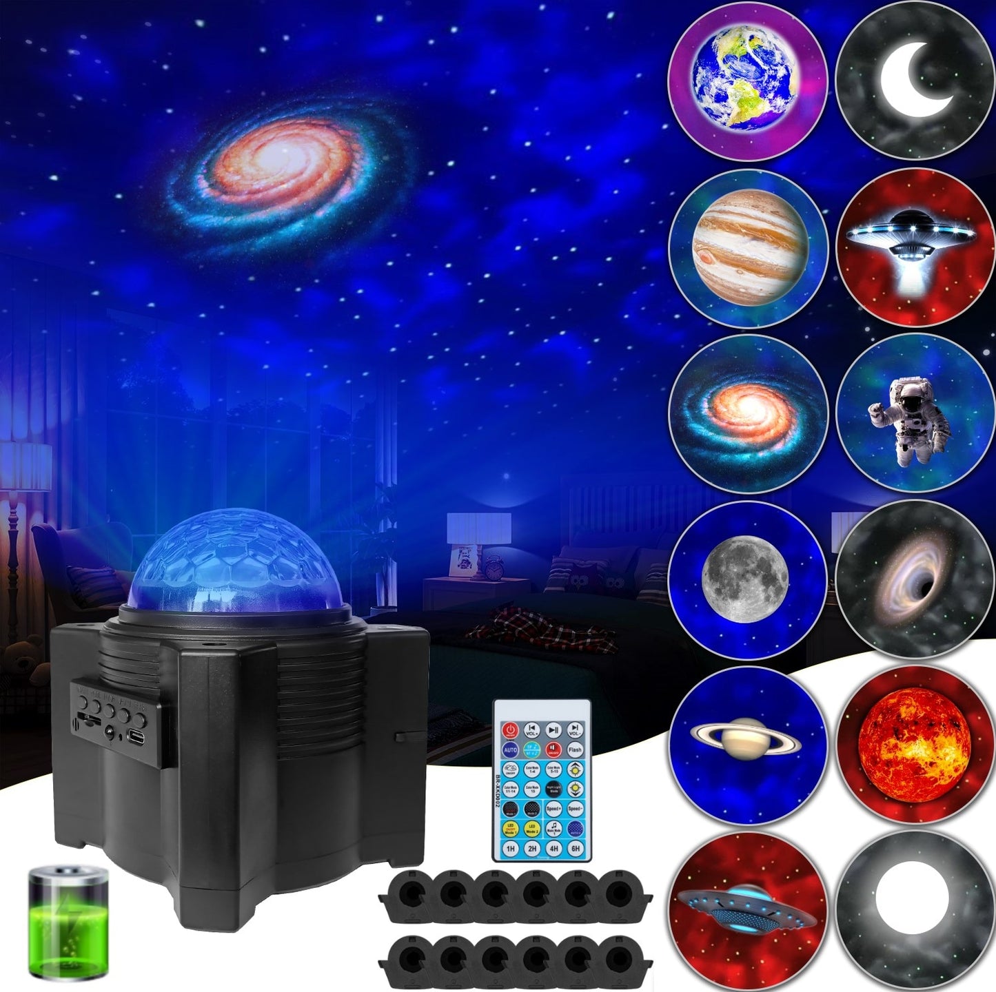 Rechargeable 12-Planet Galaxy Projector