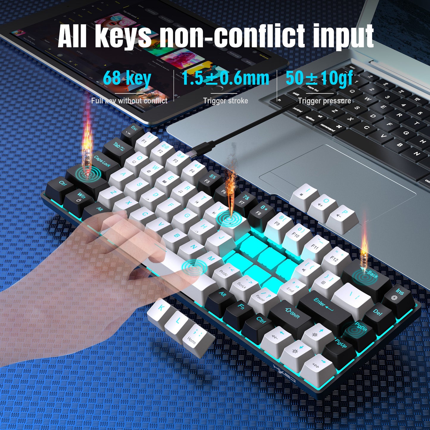 60% RGB Mechanical Keyboard Custom Keycaps Mini