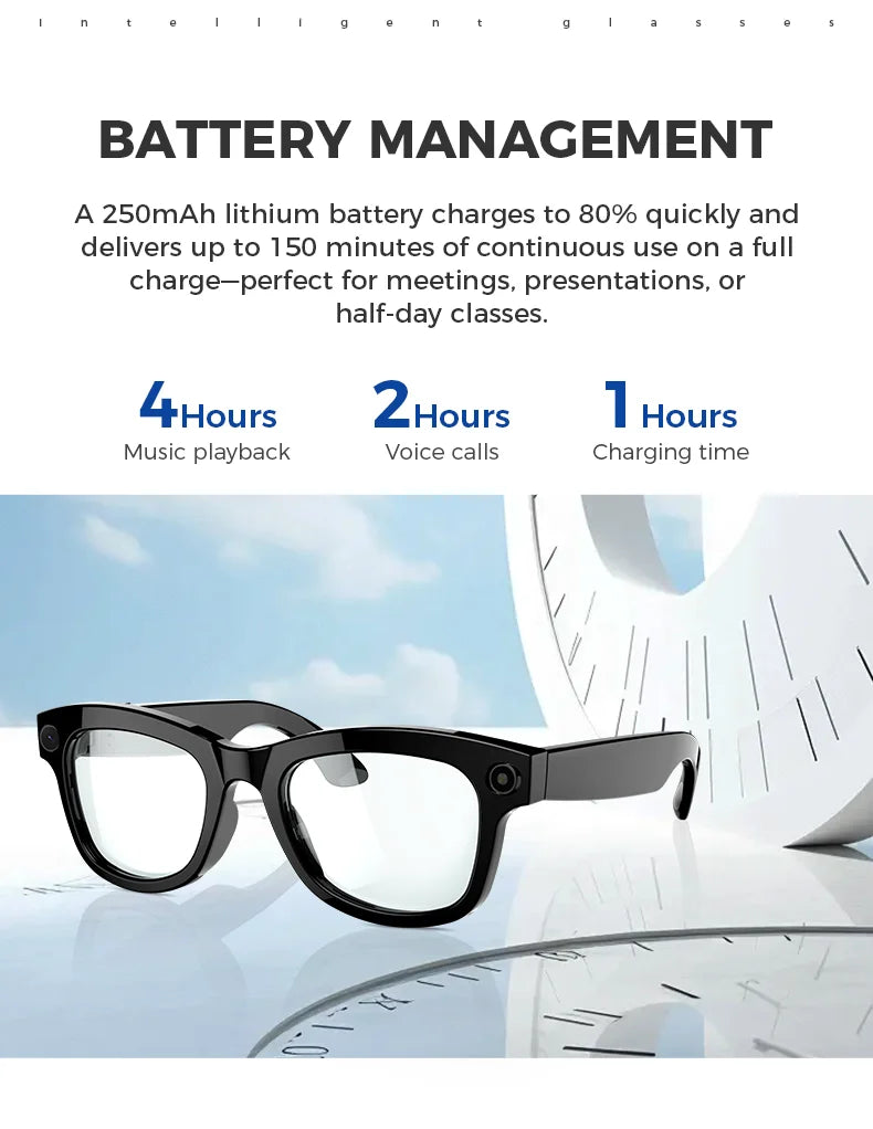 Bluetooth AI Smart Glasses with Camera & Translation
