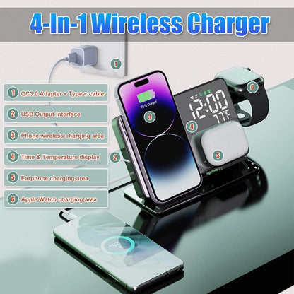 2-in-1 Wireless Charging Alarm Clock 15W