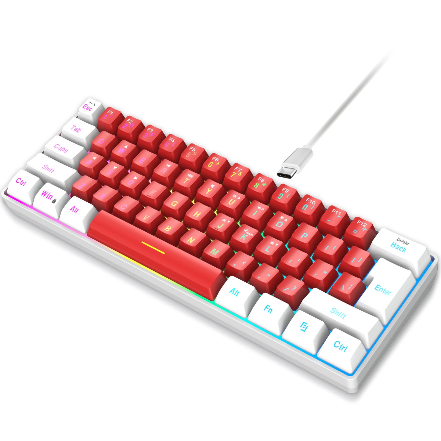 61-Key Mini RGB Compact Dual Color Film Keyboard