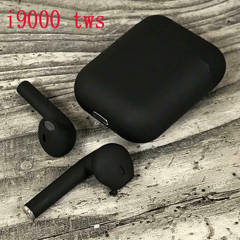 i9000 TWS Matte Black Earbuds QI Wireless Charging