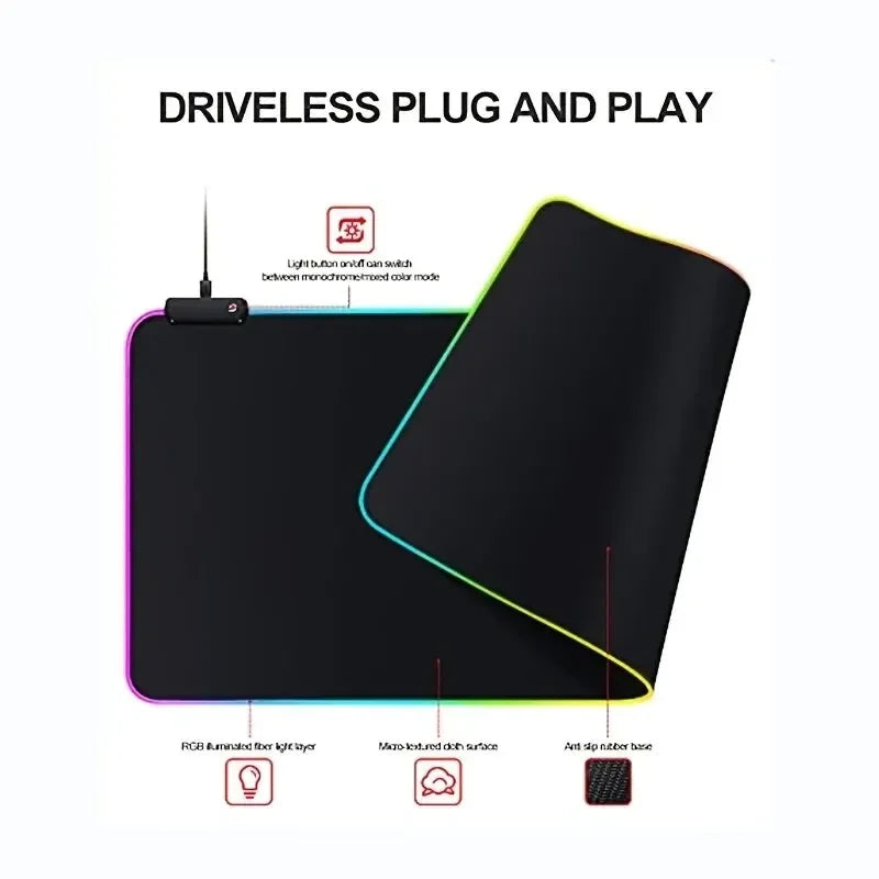 Large RGB Gaming Mouse Pad Touch Control Extended