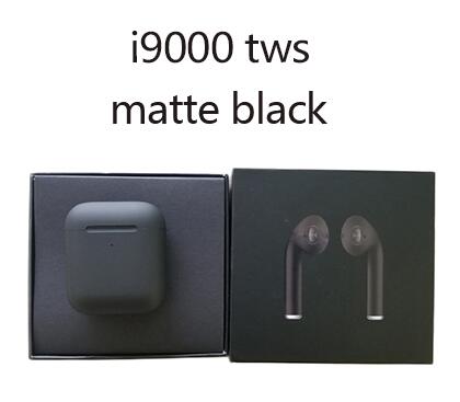 i9000 TWS Matte Black Earbuds QI Wireless Charging
