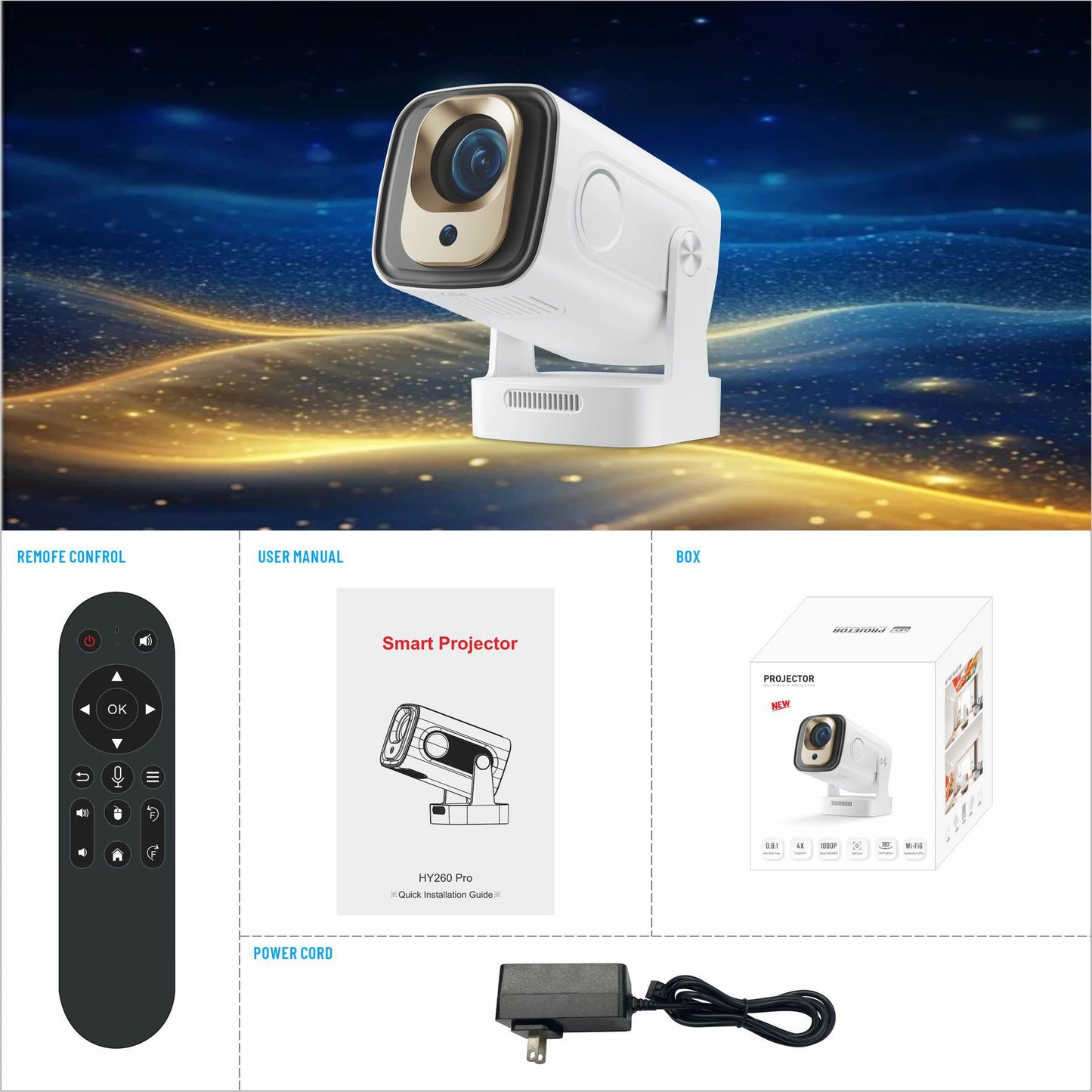 Hy260Pro H713 Android 11 4K Smart Projector